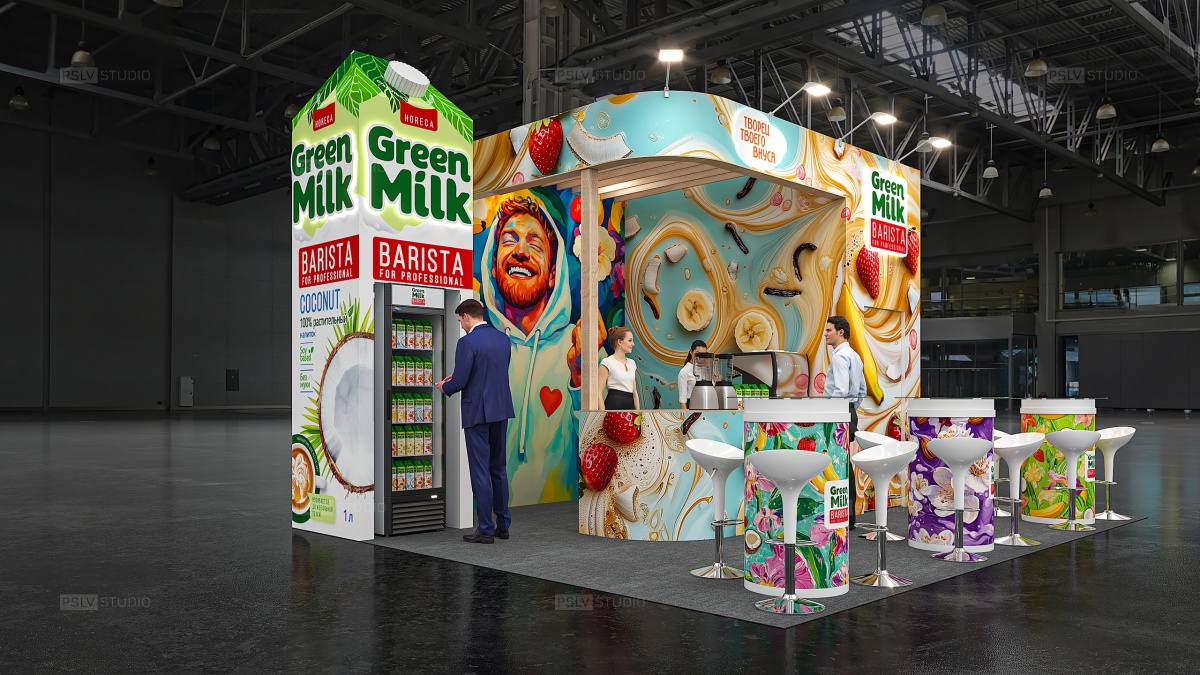 дизайн-проект выставочного стенда green milk | Поспелов Денис — Студия дизайна