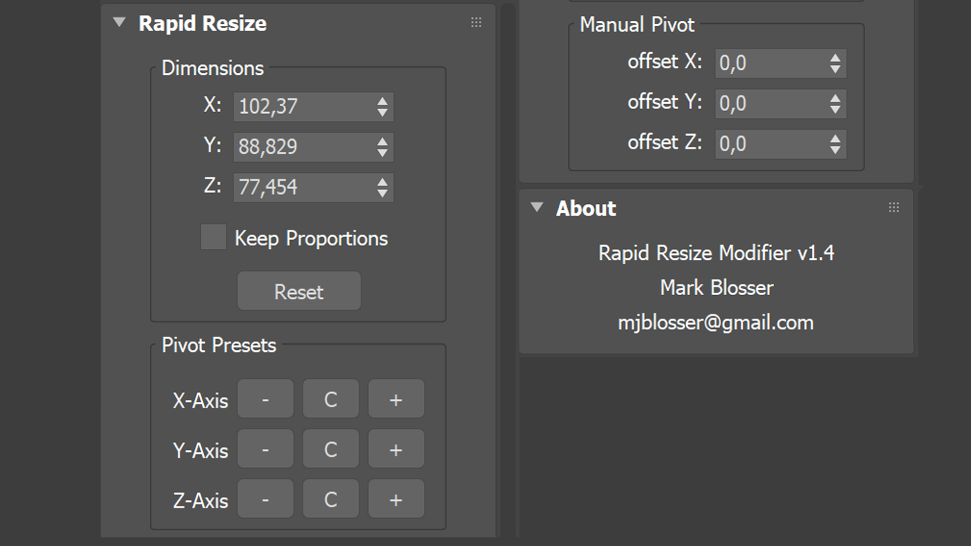 Скрипт Rapid Resize Modifier  для 3ds max