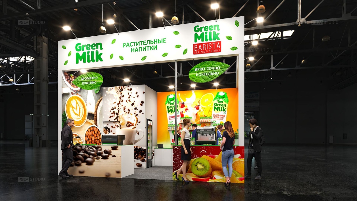 дизайн-проект выставочного стенда green milk | Поспелов Денис — Студия дизайна